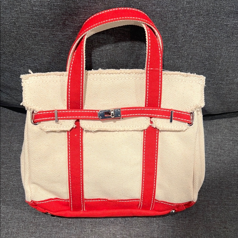 Canvas MINI Tote Bag with Red Trim - Boatkin style